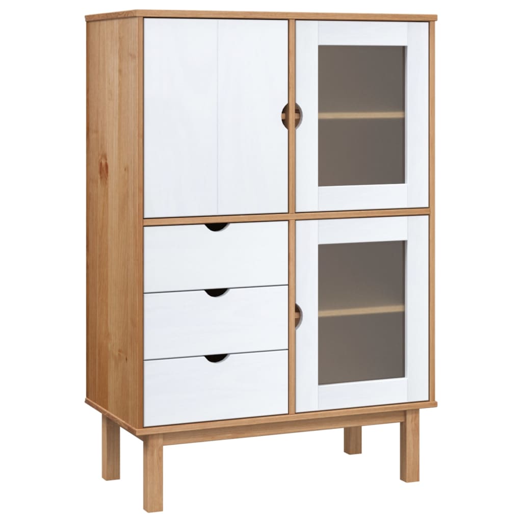 Highboard OTTA Brown and White 33.5"x16.9"x49.2" Solid Wood Pine