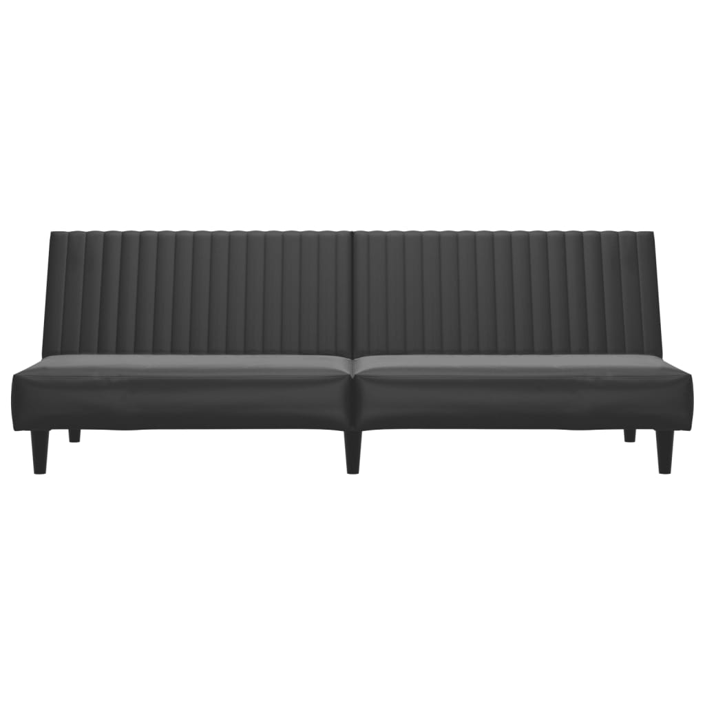 2-Seater Sofa Bed Black Faux Leather