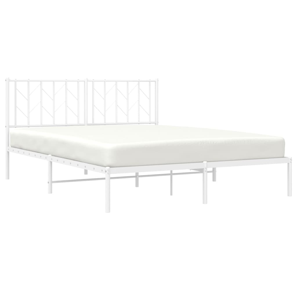 Metal Bed Frame without Mattress with Headboard White 59.1"x78.7"