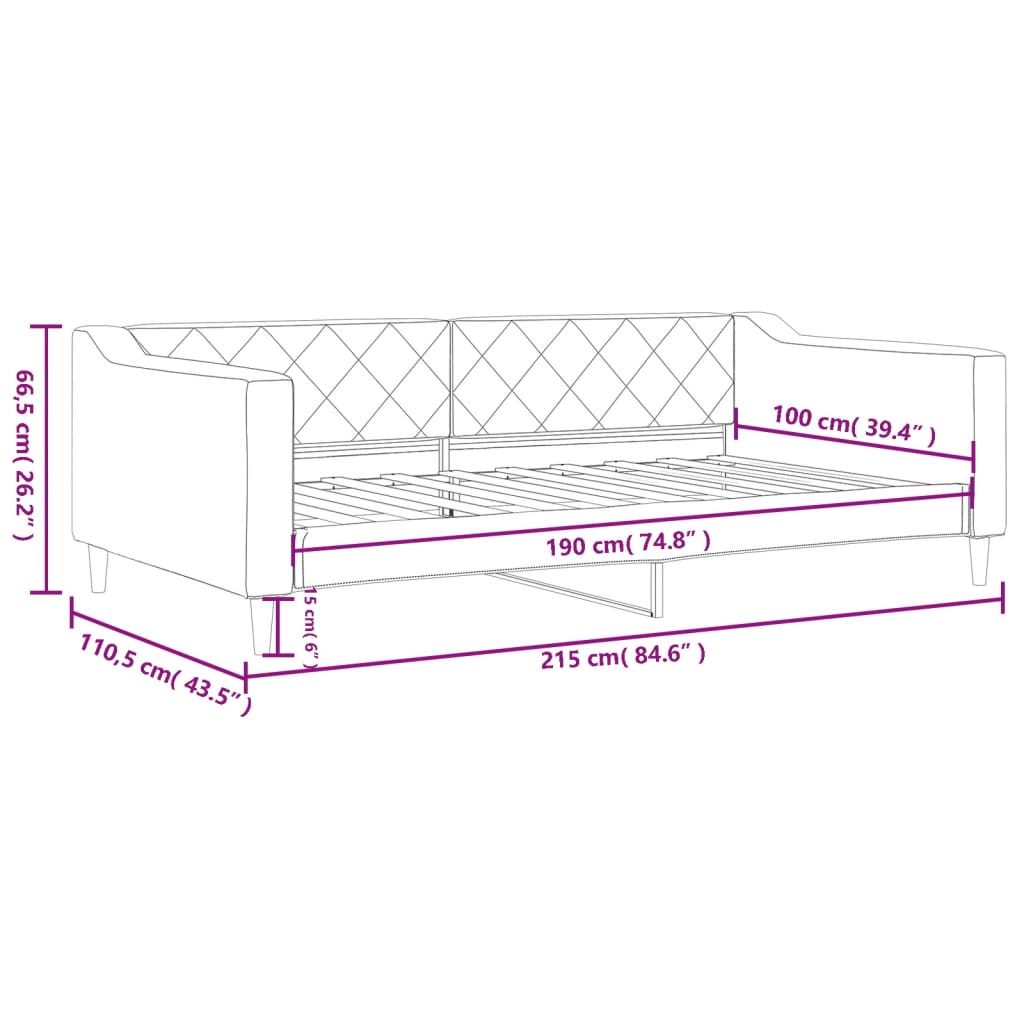 Day Bed without Mattress Dark Gray 39.4"x74.8" Fabric