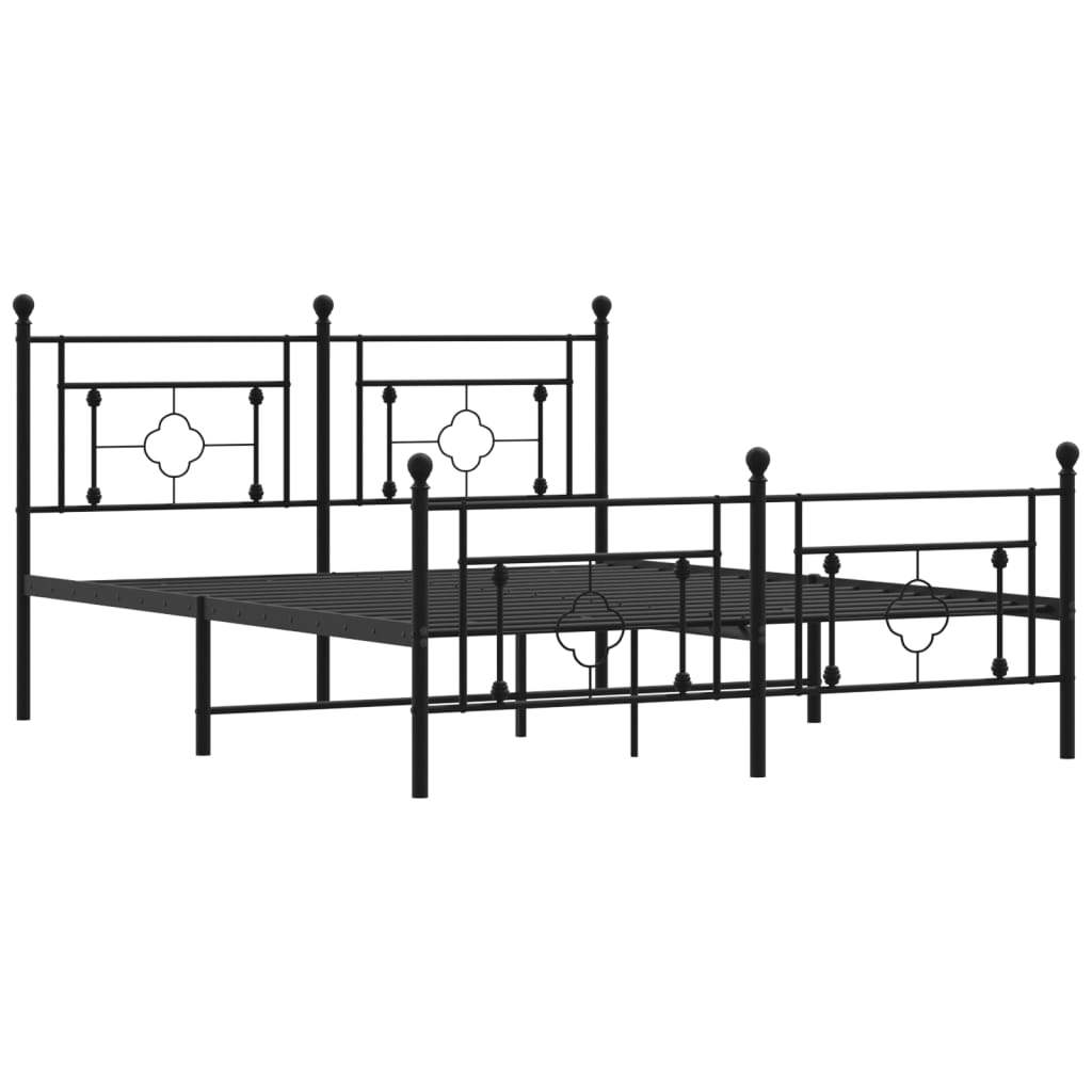 Metal Bed Frame without Mattress with Footboard Black 59.1"x78.7"