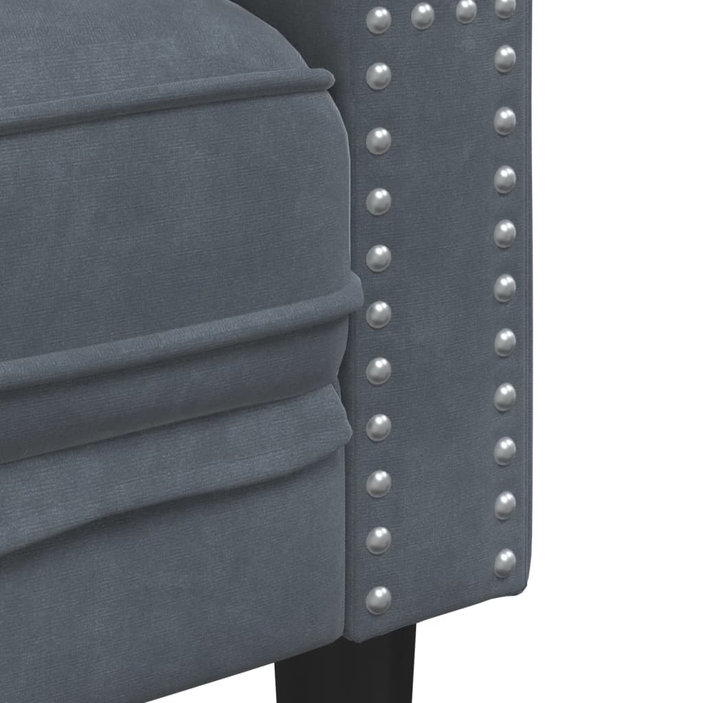 Chesterfield Sofa with Bolsters 2-Seater Dark Gray Velvet