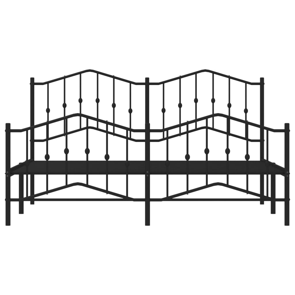 Metal Bed Frame without Mattress with Footboard Black 72"x83.9"