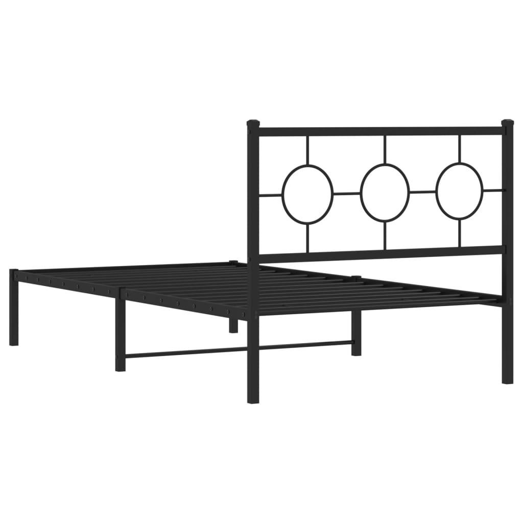 Metal Bed Frame without Mattress with Headboard Black 39.4"x78.7"