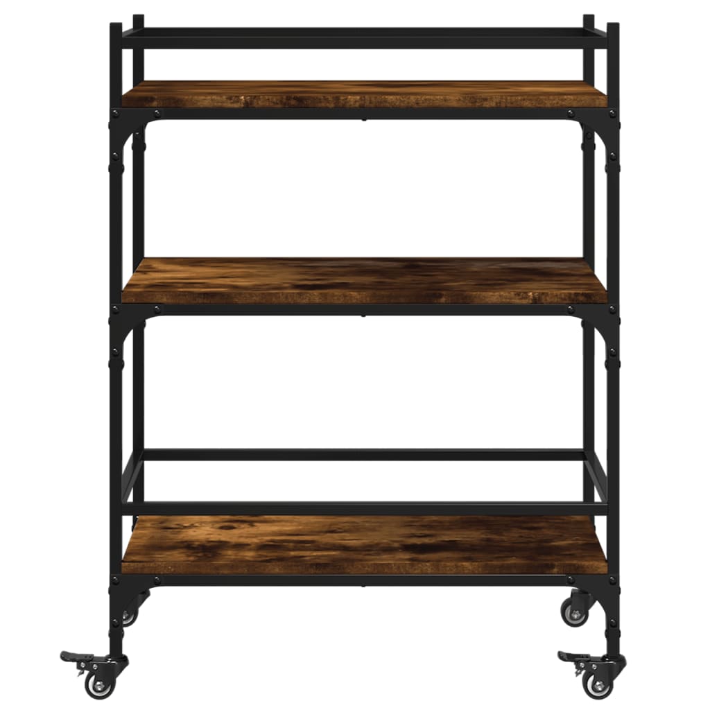 Kitchen Trolley Smoked Oak 25.6"x15.7"x34.1" Engineered Wood