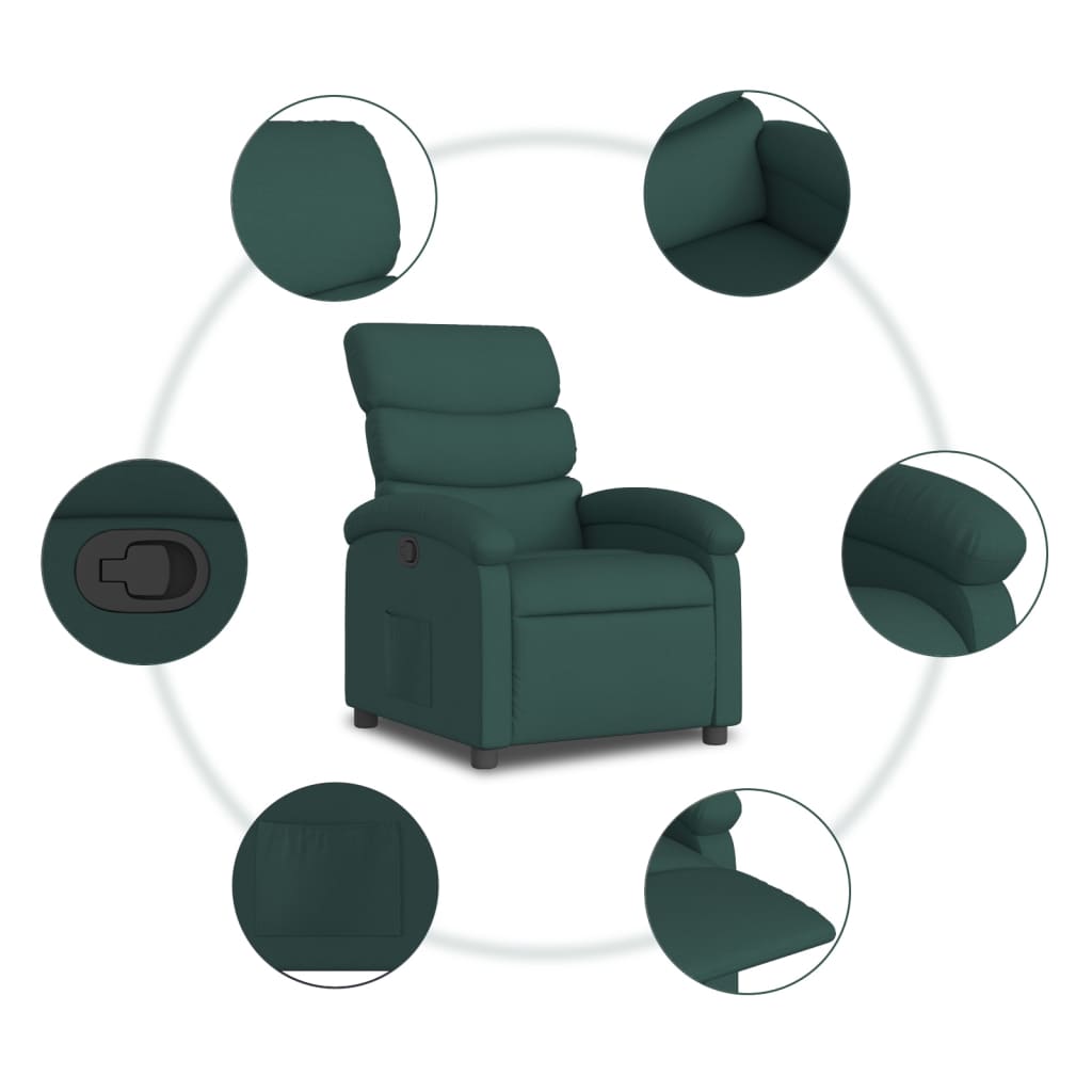 Recliner Chair Dark Green Fabric