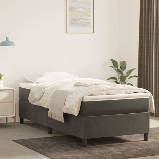 Bed Frame without Mattress Dark Gray Twin Velvet (US Only)