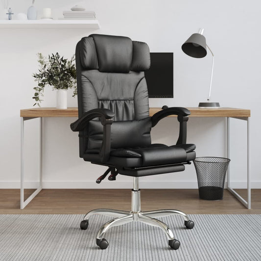 Massage Reclining Office Chair Black Faux Leather