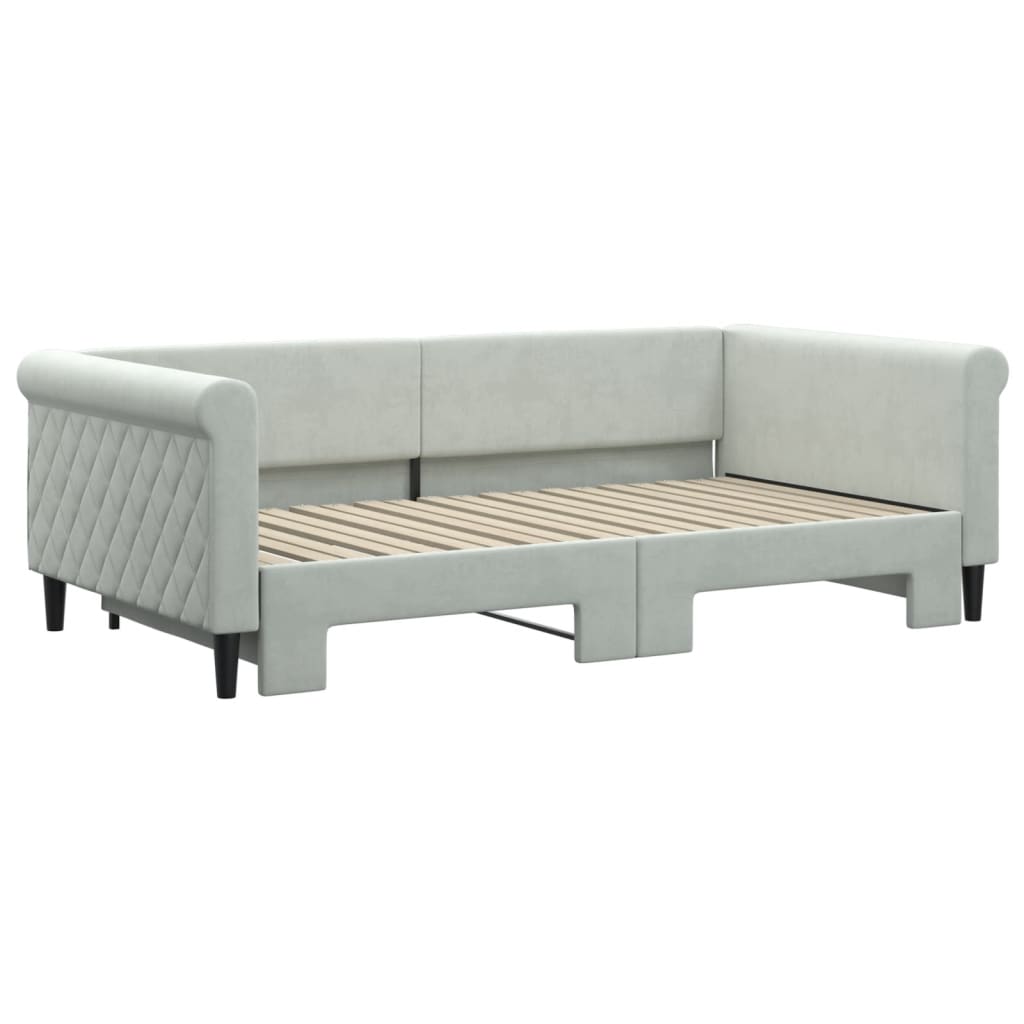 Daybed with Trundle without Mattress Light Gray 39.4"x74.8"