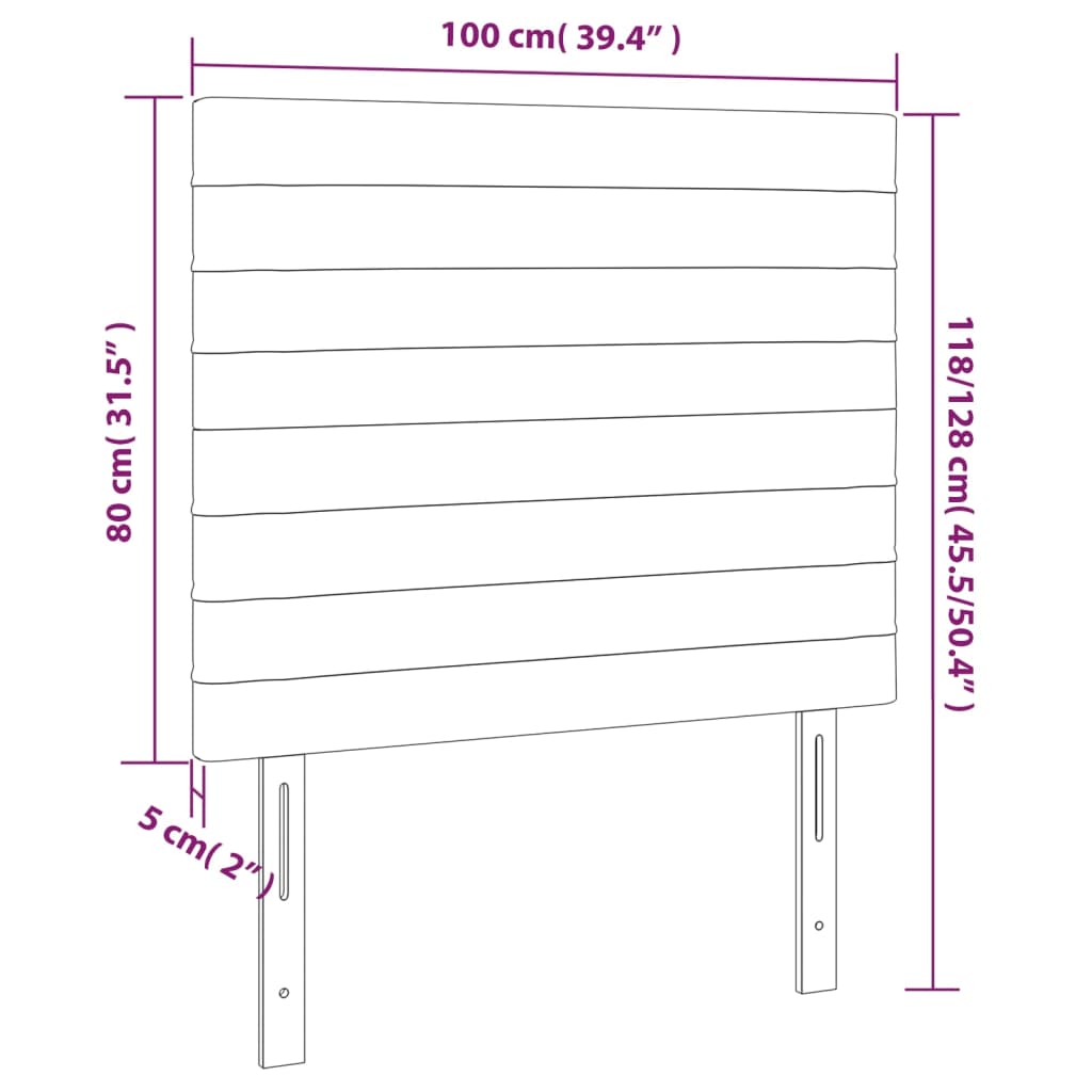 Headboards 2 pcs Light Gray 39.4"x2"x30.7"/34.6" Velvet