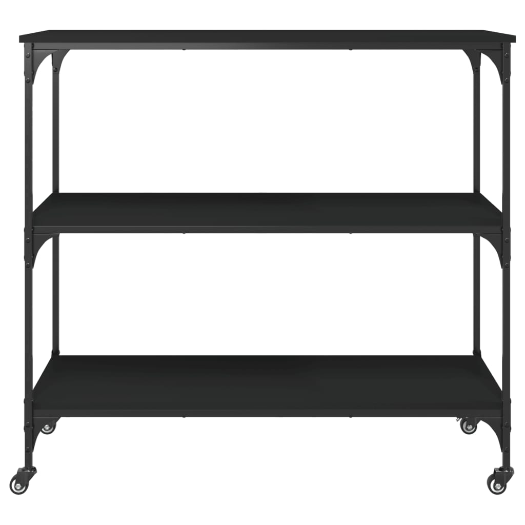 Kitchen Trolley Black 40.2"x19.7"x37.4" Engineered Wood