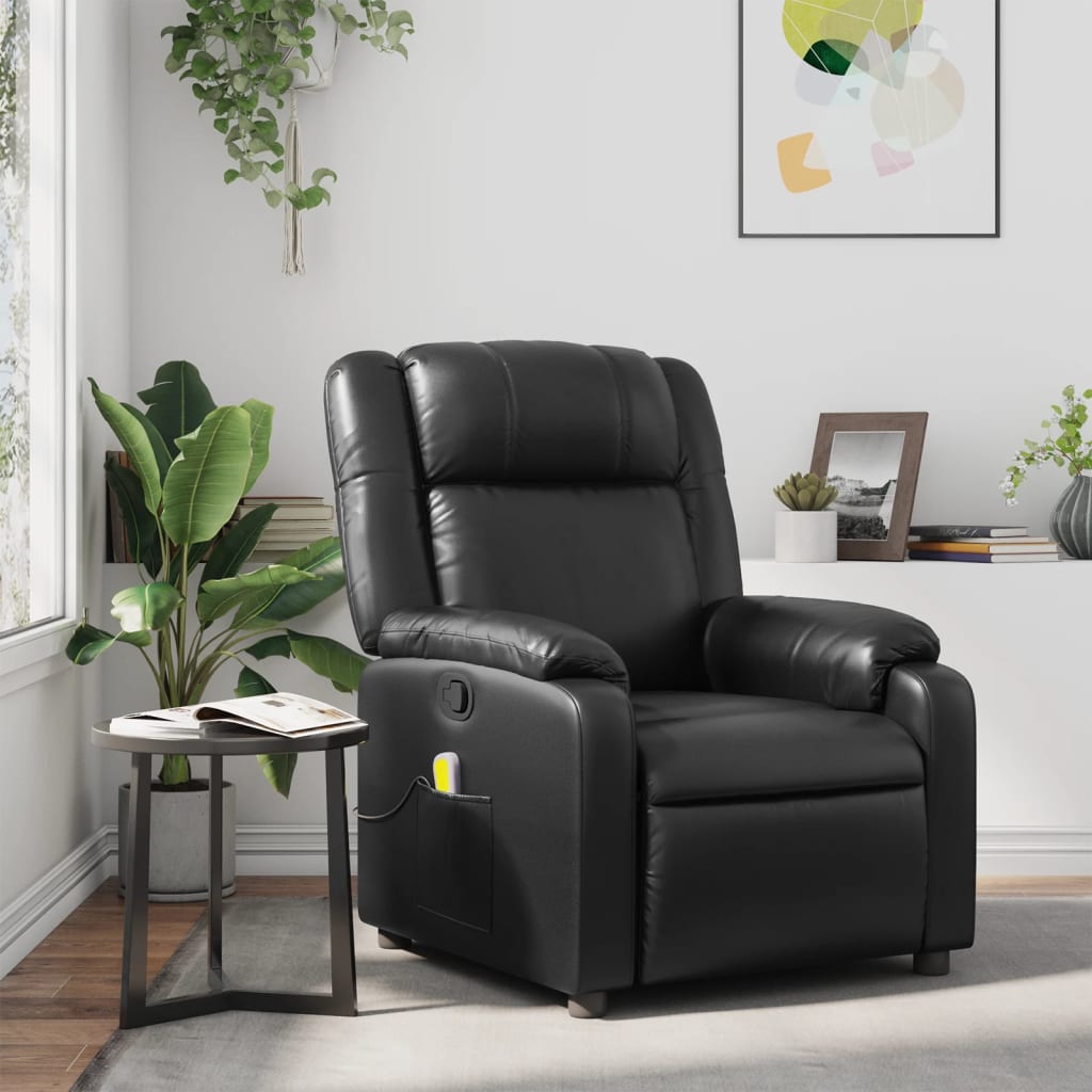 Massage Recliner Chair Cream Faux Leather