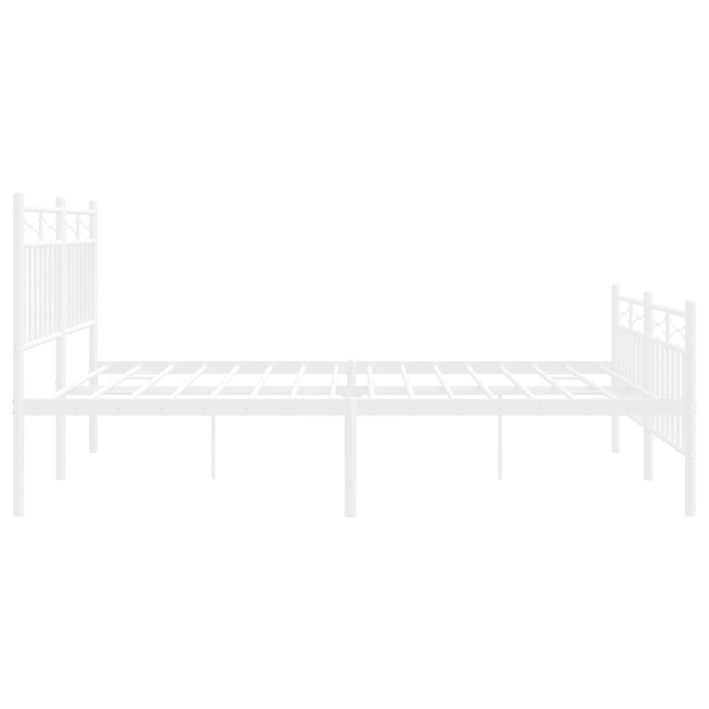 Metal Bed Frame without Mattress with Footboard White 59.1"x78.7"