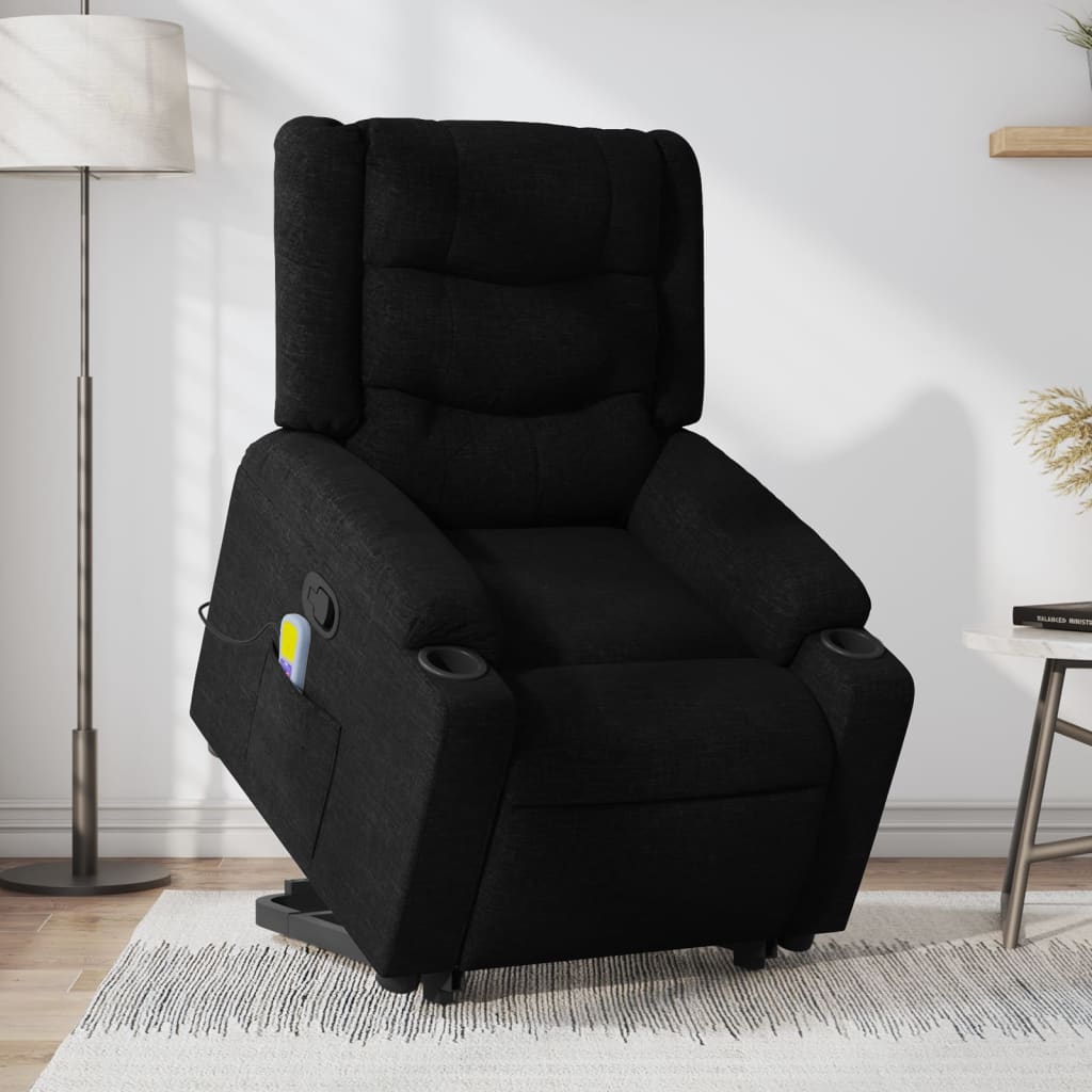 Stand up Massage Recliner Chair Black Fabric