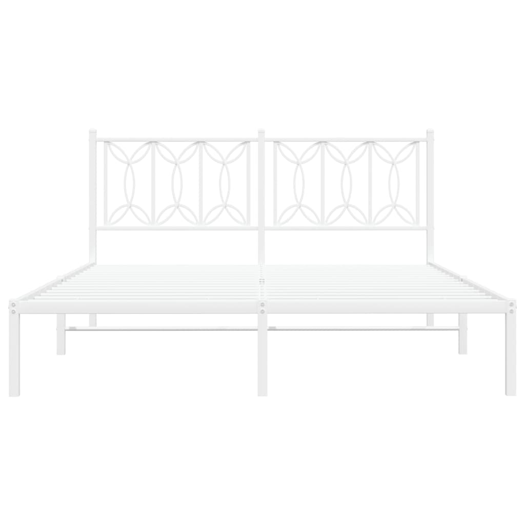 Metal Bed Frame without Mattress with Headboard White 59.1"x78.7"