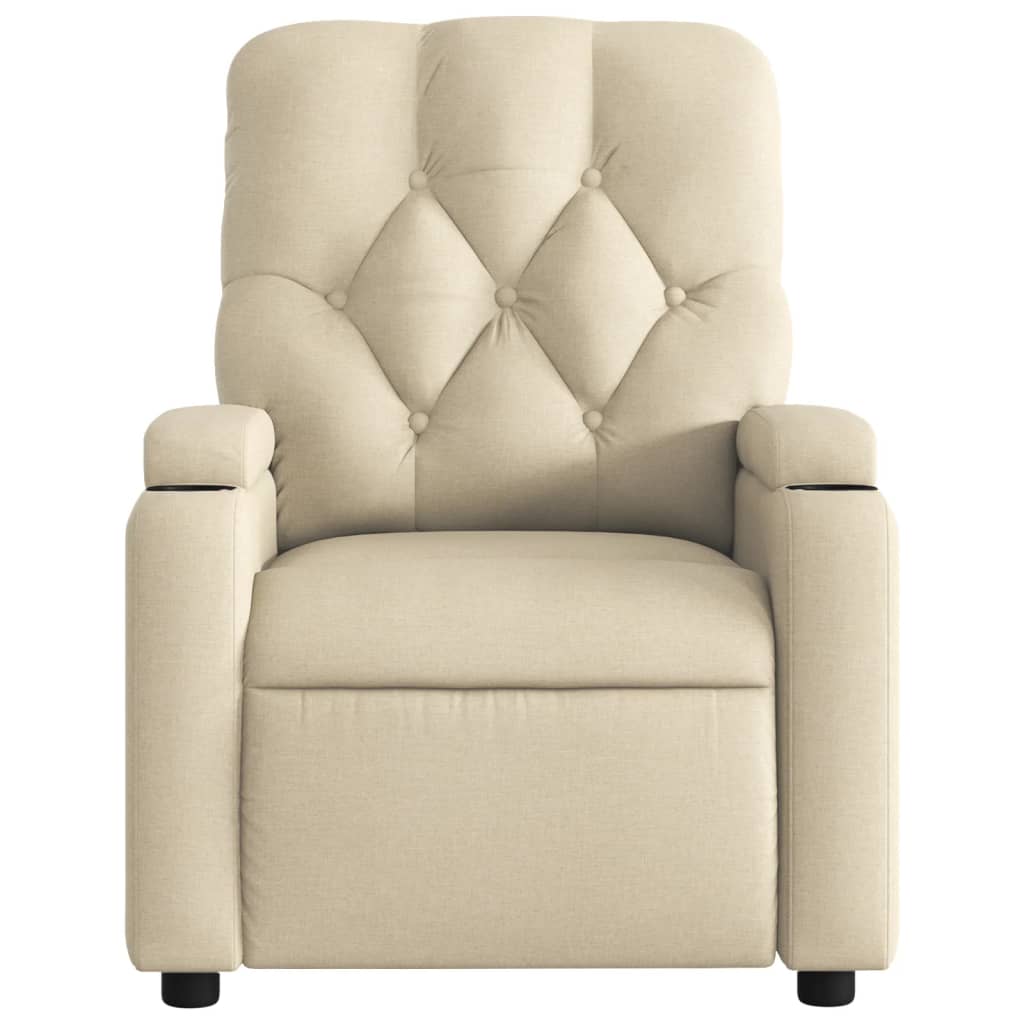 Massage Recliner Chair Cream Fabric