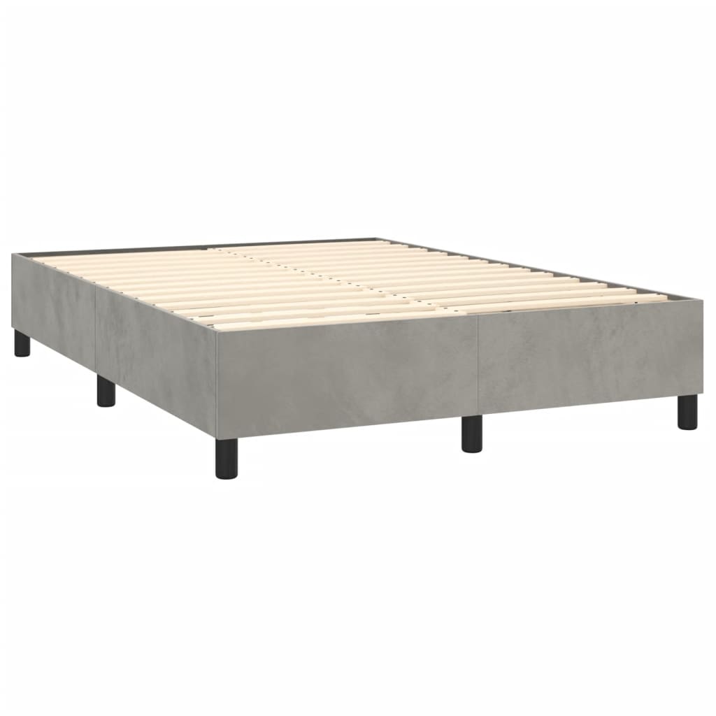 Bed Frame without Mattress Light Gray Full Velvet (US Only)