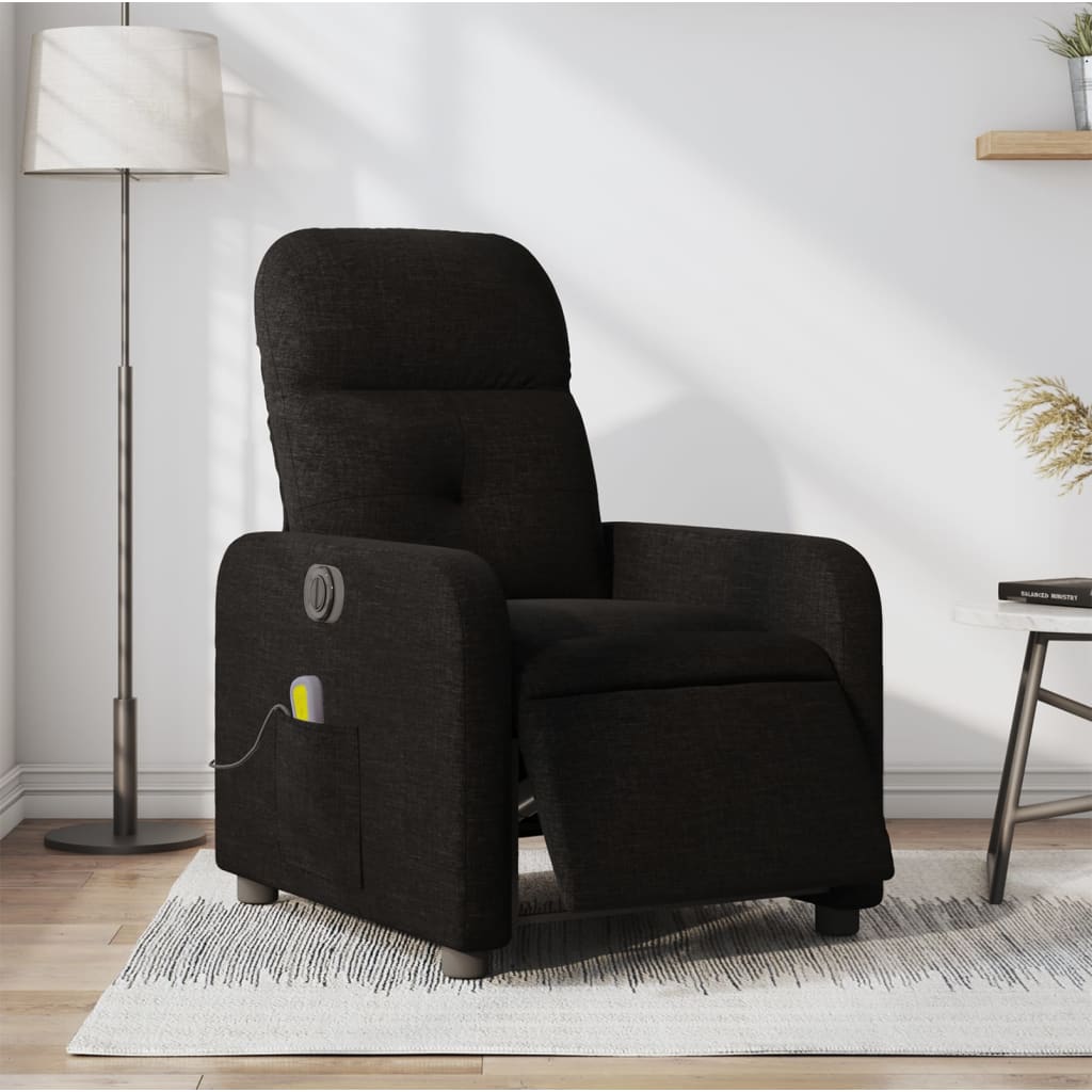 Electric Massage Recliner Chair Black Fabric