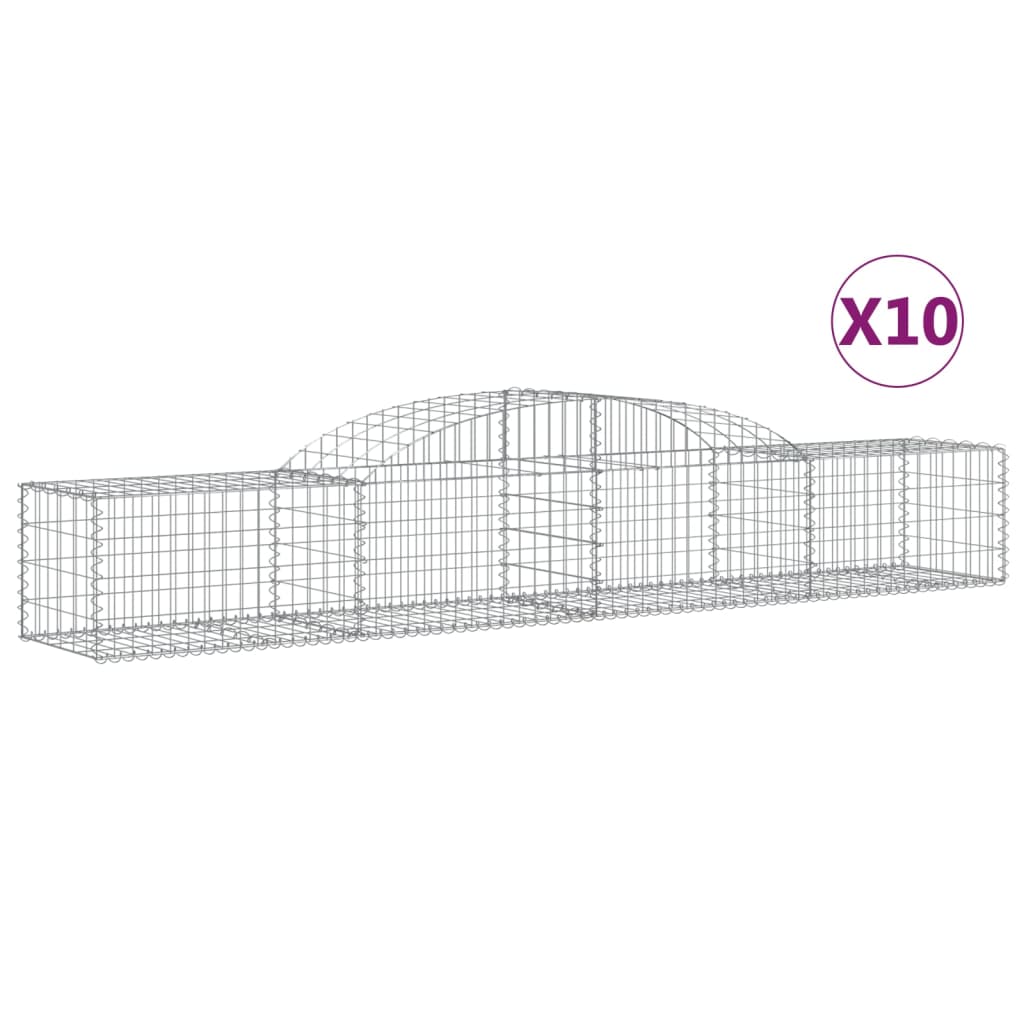 Arched Gabion Baskets 10 pcs 118.1"x19.7"x15.7"/23.6" Galvanized Iron