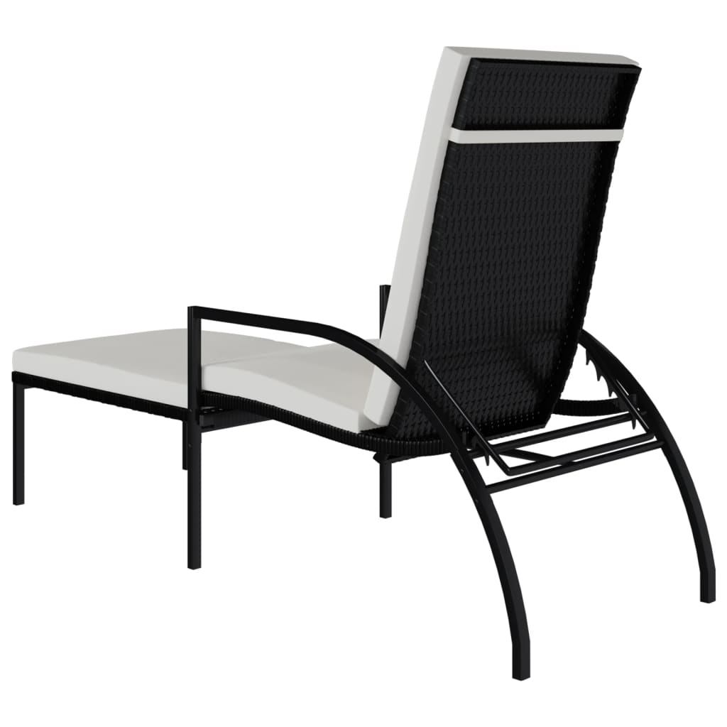 Sun Loungers 2 pcs with Footrest PE Rattan Black