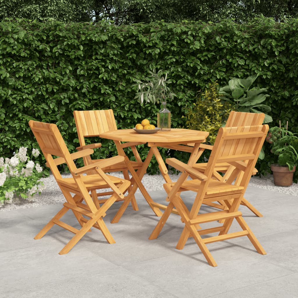 5 Piece Patio Dining Set Solid Wood Teak