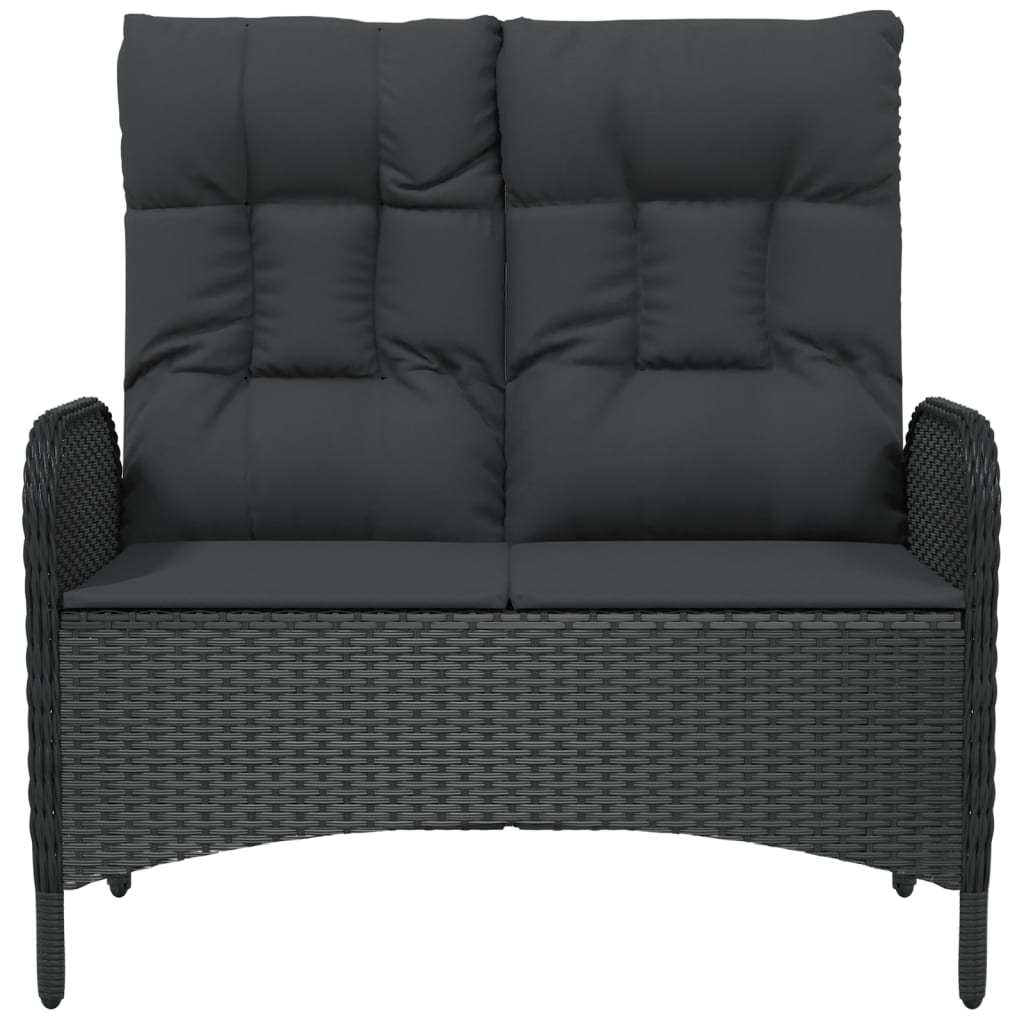 Reclining Patio Bench with Cushions 42.1" Poly Rattan Black