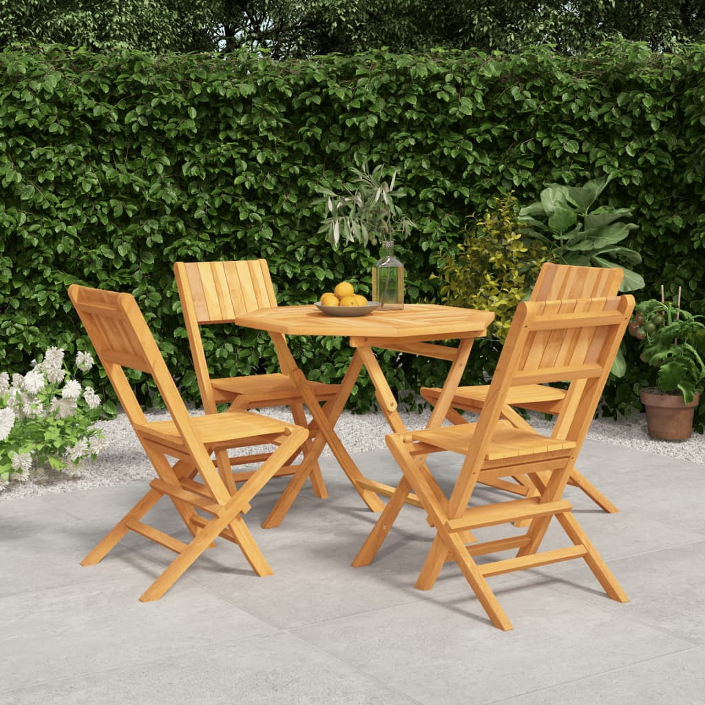 5 Piece Patio Dining Set Solid Wood Teak