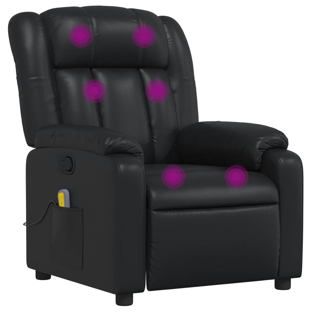 Massage Recliner Chair Black Faux Leather