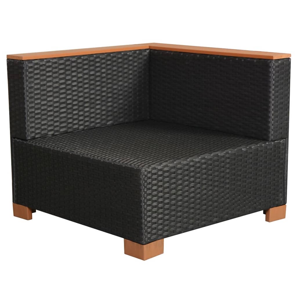 7 Piece Patio Lounge Set with Cushions Poly Rattan Black