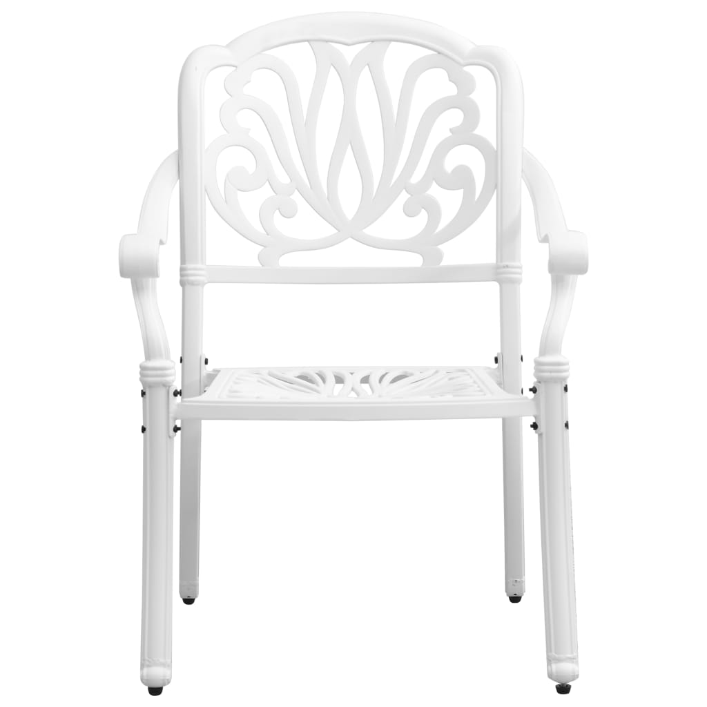 3 Piece Bistro Set White Cast Aluminum