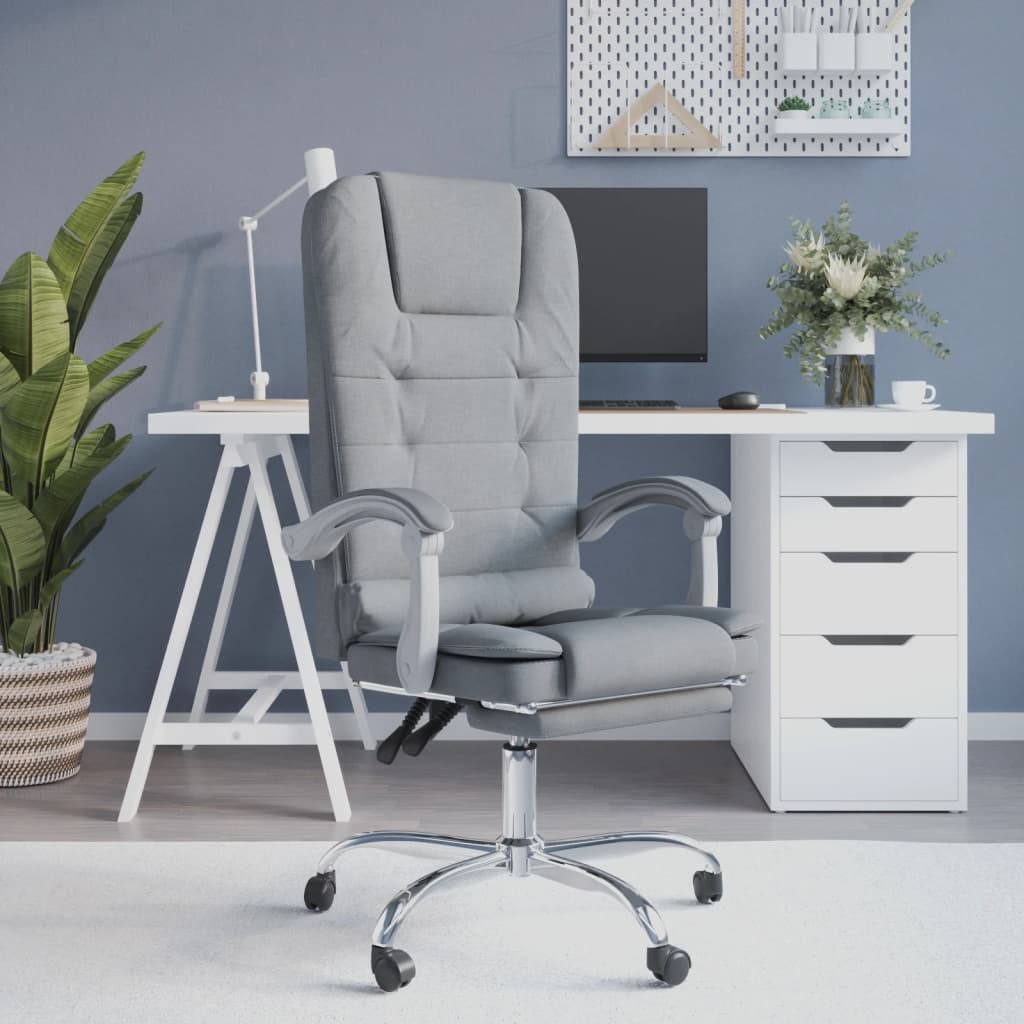 Massage Reclining Office Chair Dark Gray Fabric