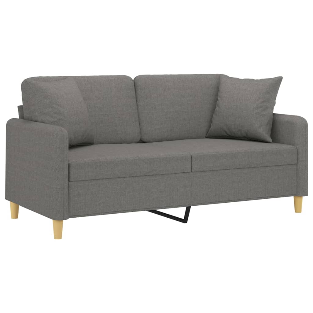 2-Seater Sofa with Pillows&Cushions Dark Gray 55.1" Fabric