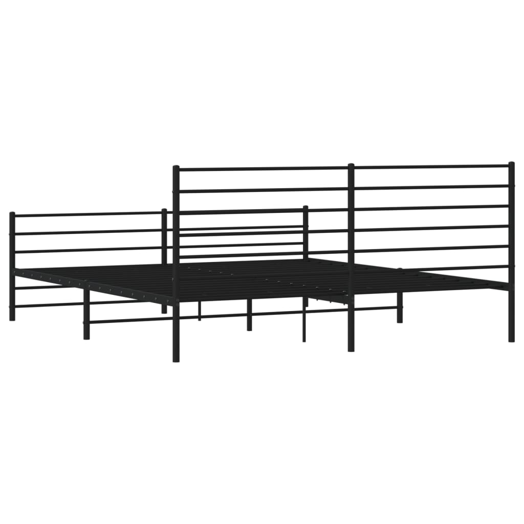 Metal Bed Frame without Mattress with Footboard Black 76"x79.9"