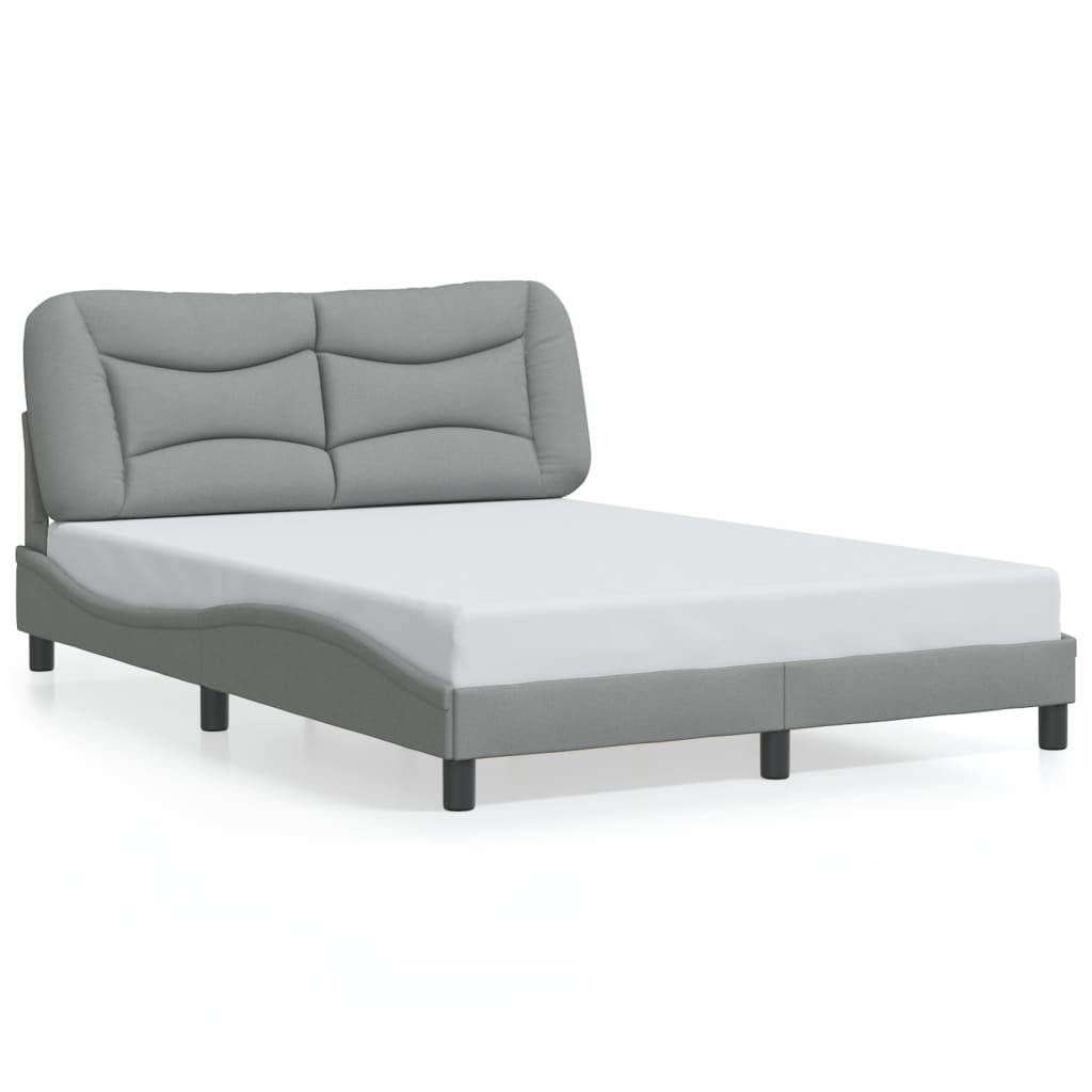 Bed Frame with LED without Mattress Dark Gray 53.9"x74.8" Fabric