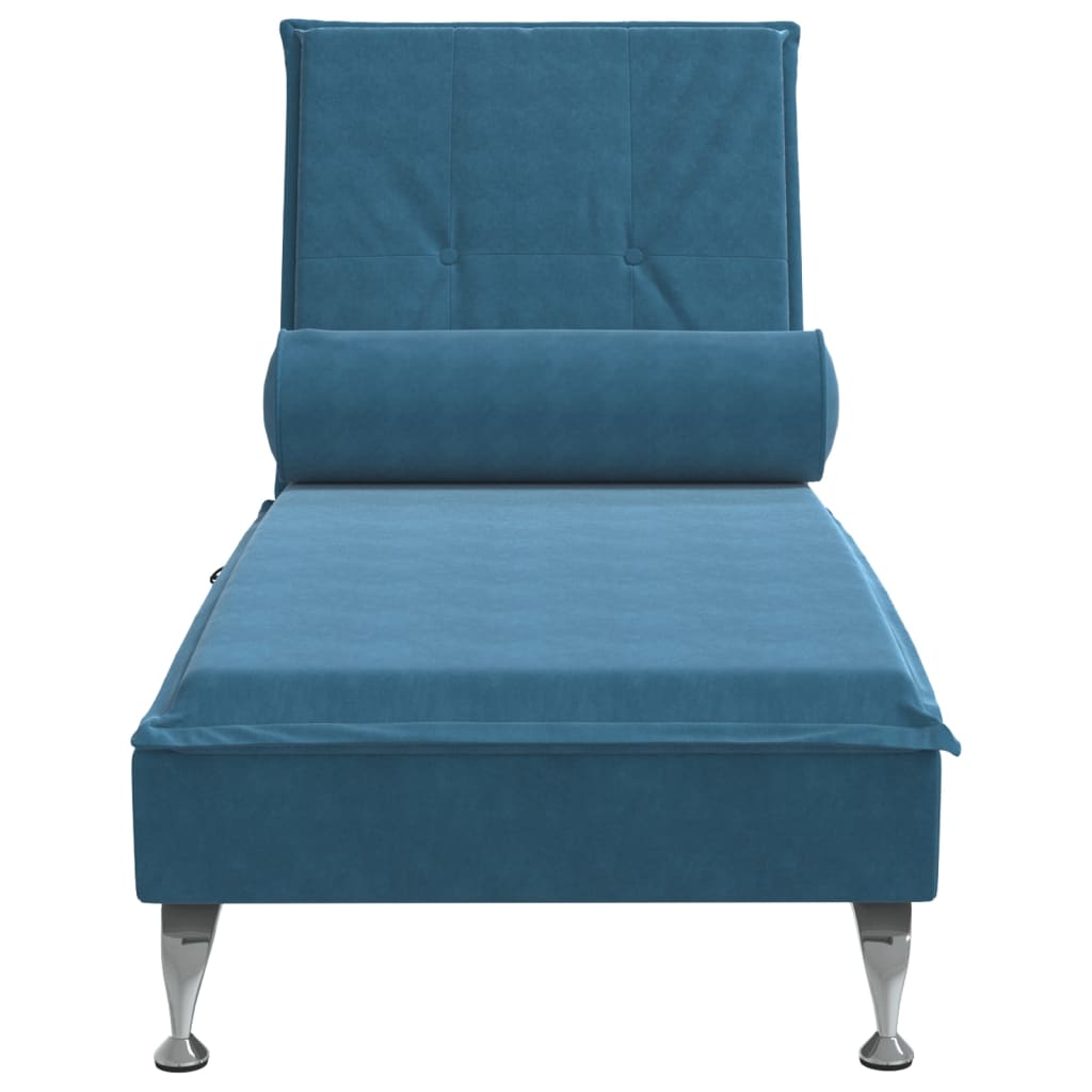 Massage Chaise Lounge with Bolster Blue Velvet