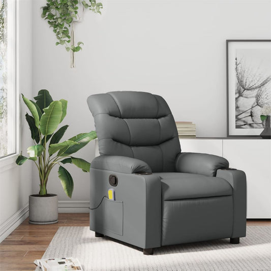 Massage Recliner Chair Gray Faux Leather