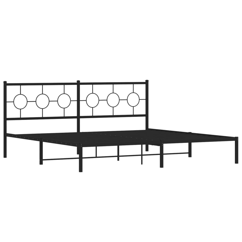 Metal Bed Frame without Mattress with Headboard Black 76"x79.9"