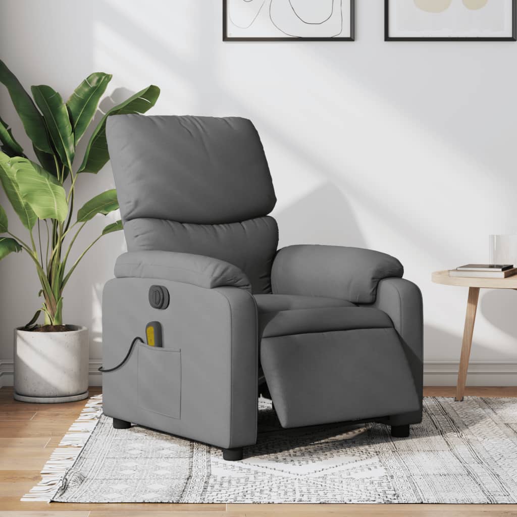 Massage Recliner Chair Dark Green Fabric