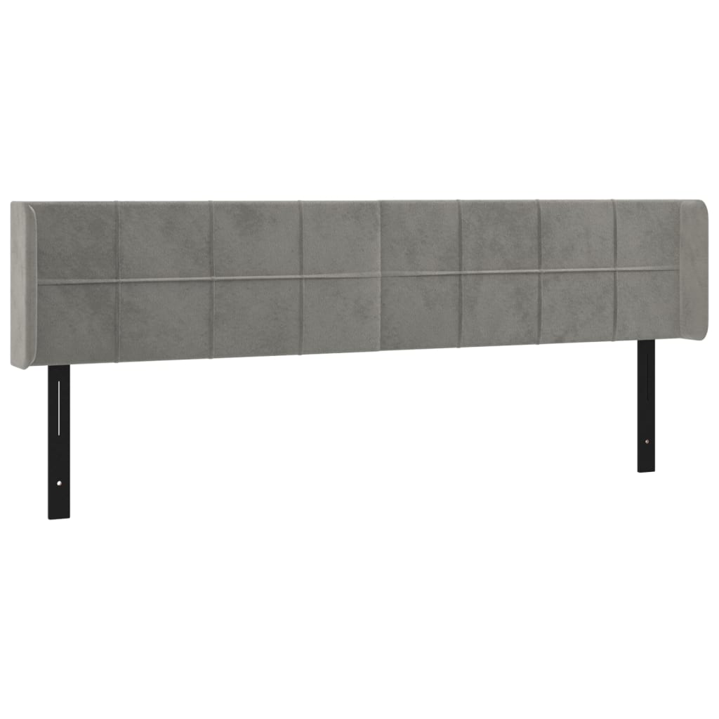 Headboard with Ears Light Gray 72"x6.3"x30.7"/34.6" Velvet