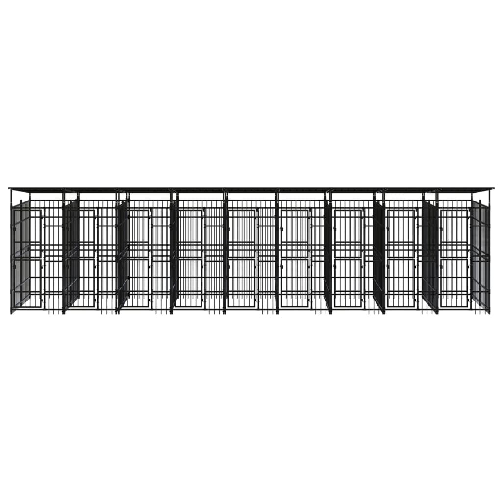 Outdoor Dog Kennel with Roof Steel 178.6 ft��