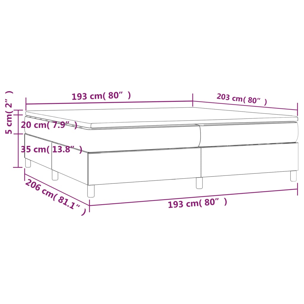 Box Spring Bed with Mattress Light Gray 76"x79.9" King Fabric