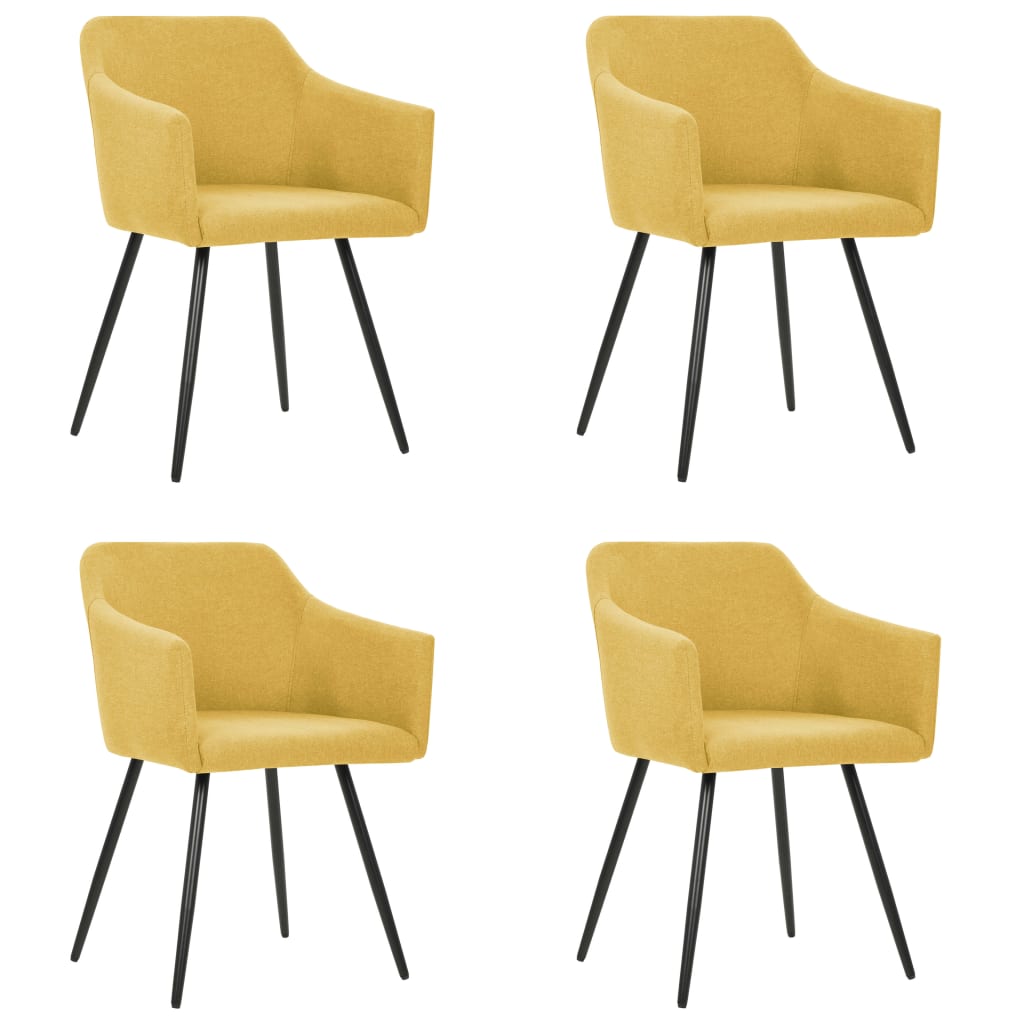 Dining Chairs 4 pcs Yellow Fabric