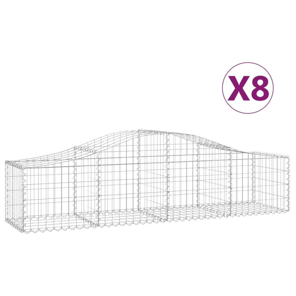 Arched Gabion Baskets 8 pcs 78.7"x19.7"x15.7"/23.6" Galvanized Iron