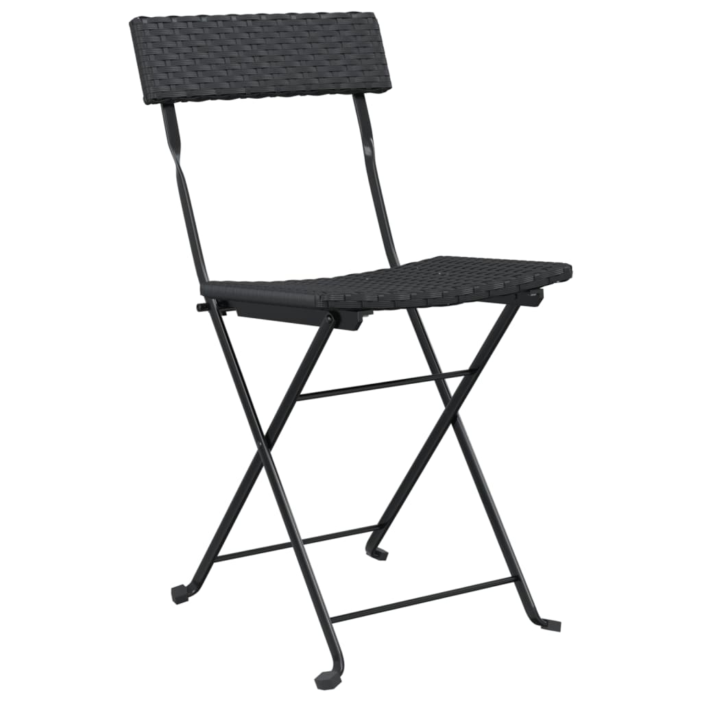 Folding Bistro Chairs 4 pcs Black Poly Rattan and Steel