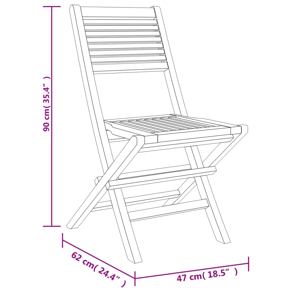 Folding Patio Chairs 8 pcs 18.5"x24.4"x35.4" Solid Wood Teak