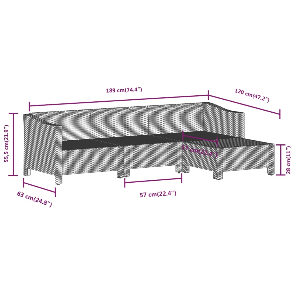 7 Piece Patio Lounge Set with Cushions Gray Poly Rattan