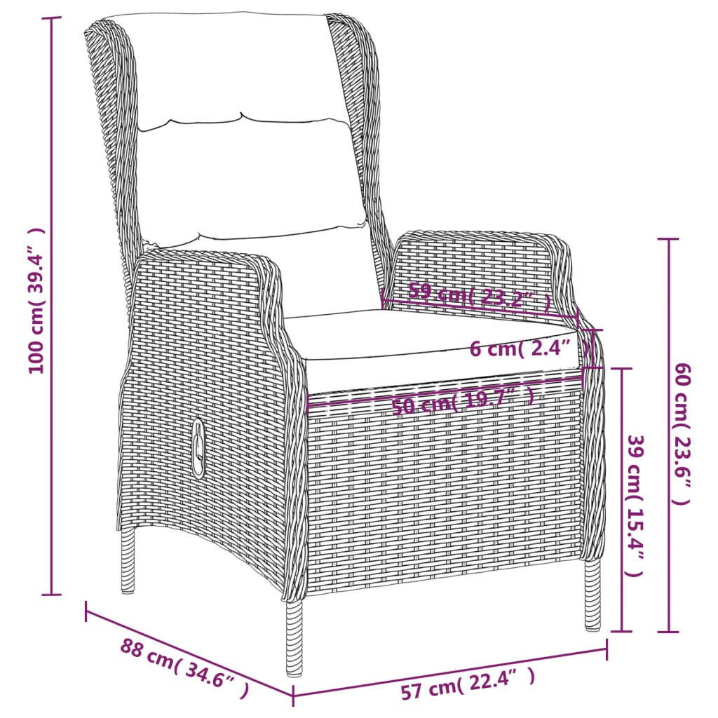 3 Piece Patio Dining Set Light Gray