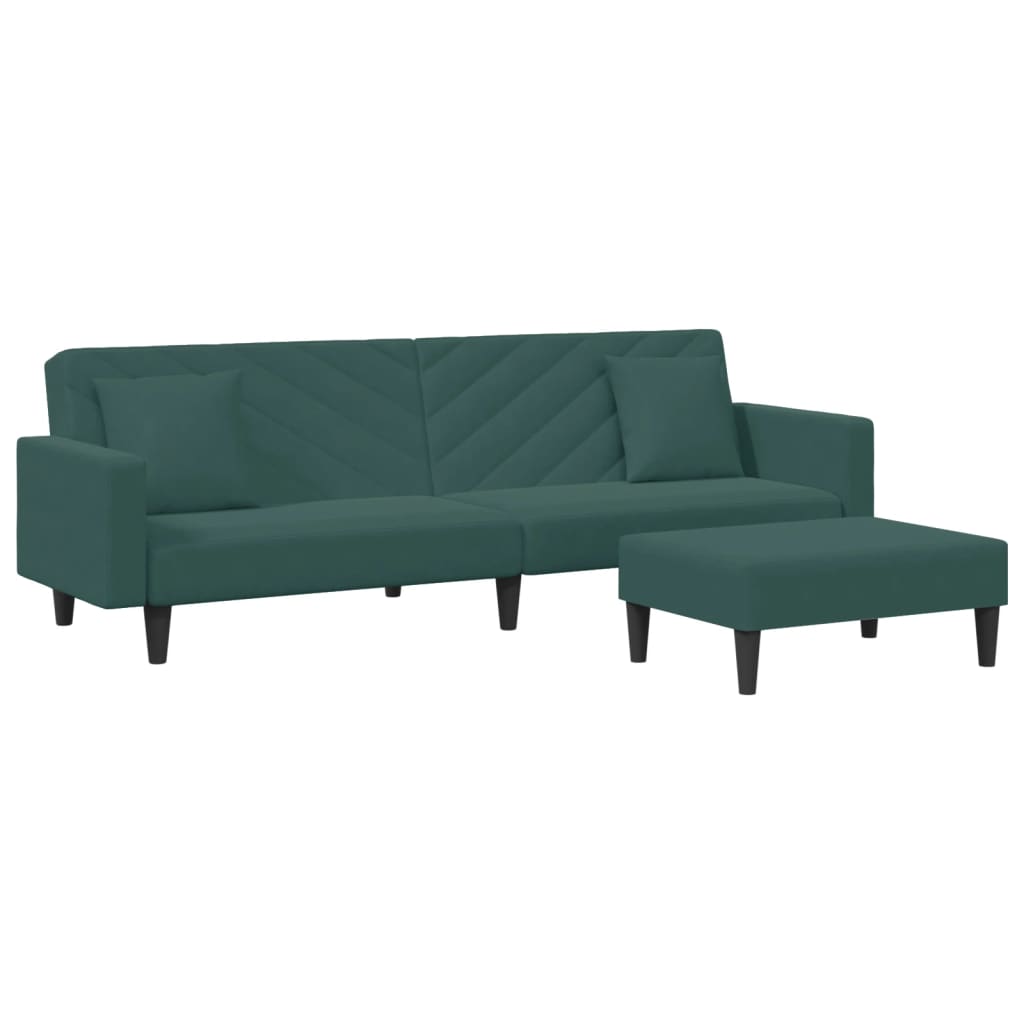 2 Piece Sofa Set with Pillows Dark Green Velvet