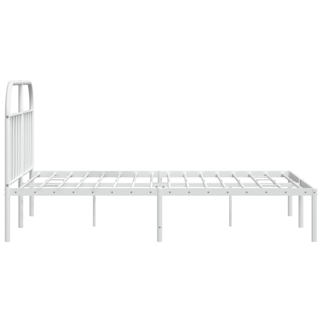 Metal Bed Frame without Mattress with Headboard White 59.1"x78.7"