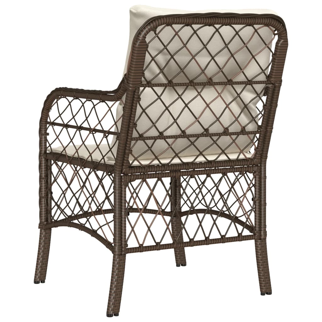 Patio Chairs with Cushions 2 pcs Brown Poly Rattan